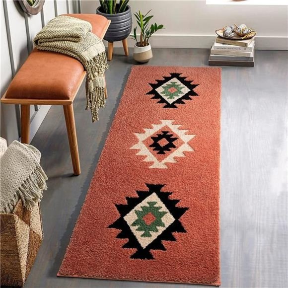NEW Soft Boho Area Runner Rug - Picture 2 of 6